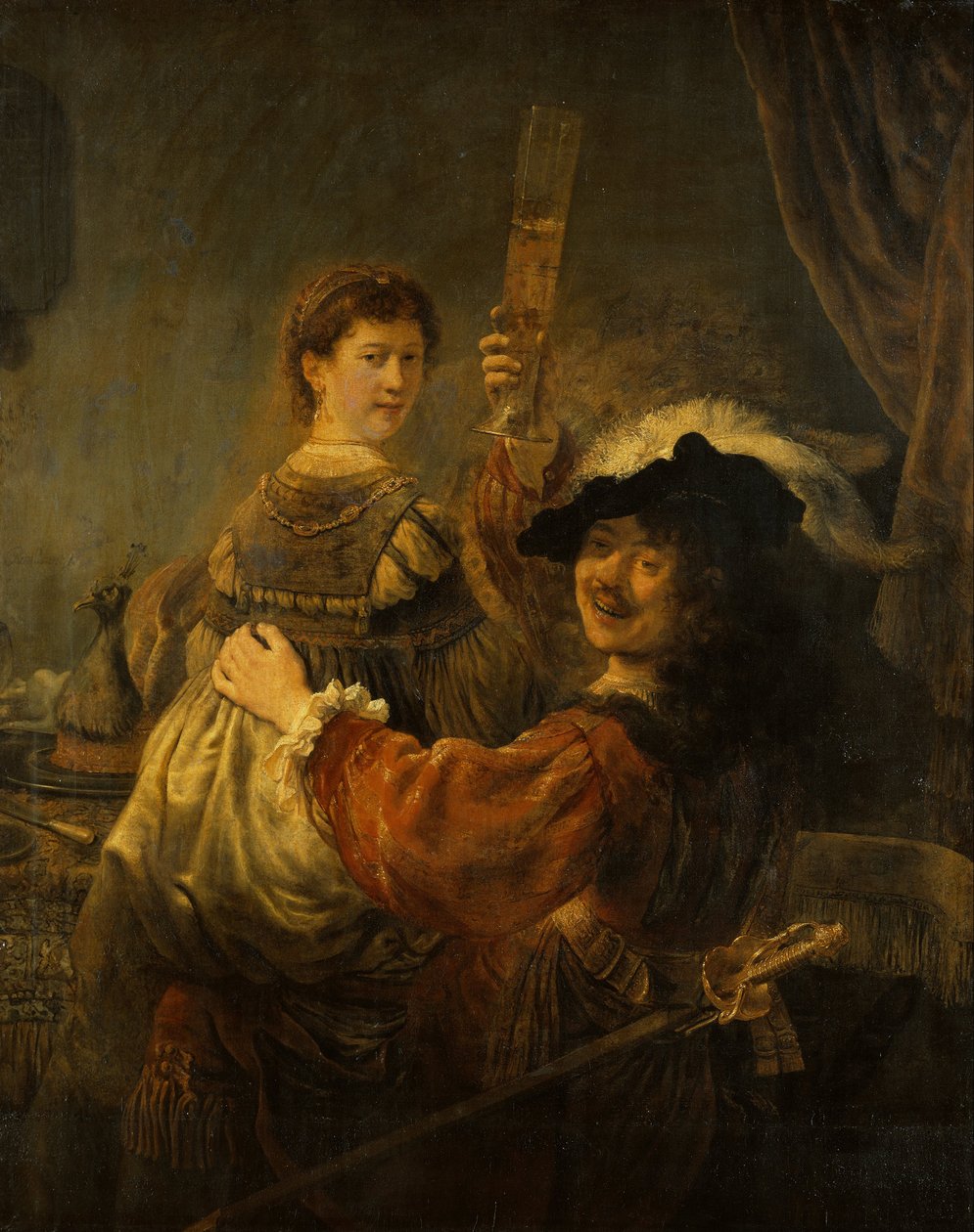 Rembrandt et Saskia dans la scène du fils prodigue - Rembrandt van Rijn