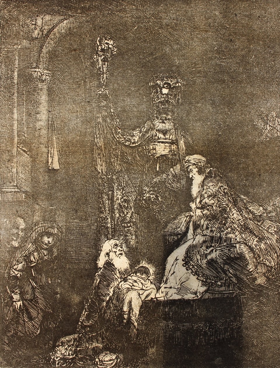 La présentation au Temple dans le style sombre - Rembrandt van Rijn