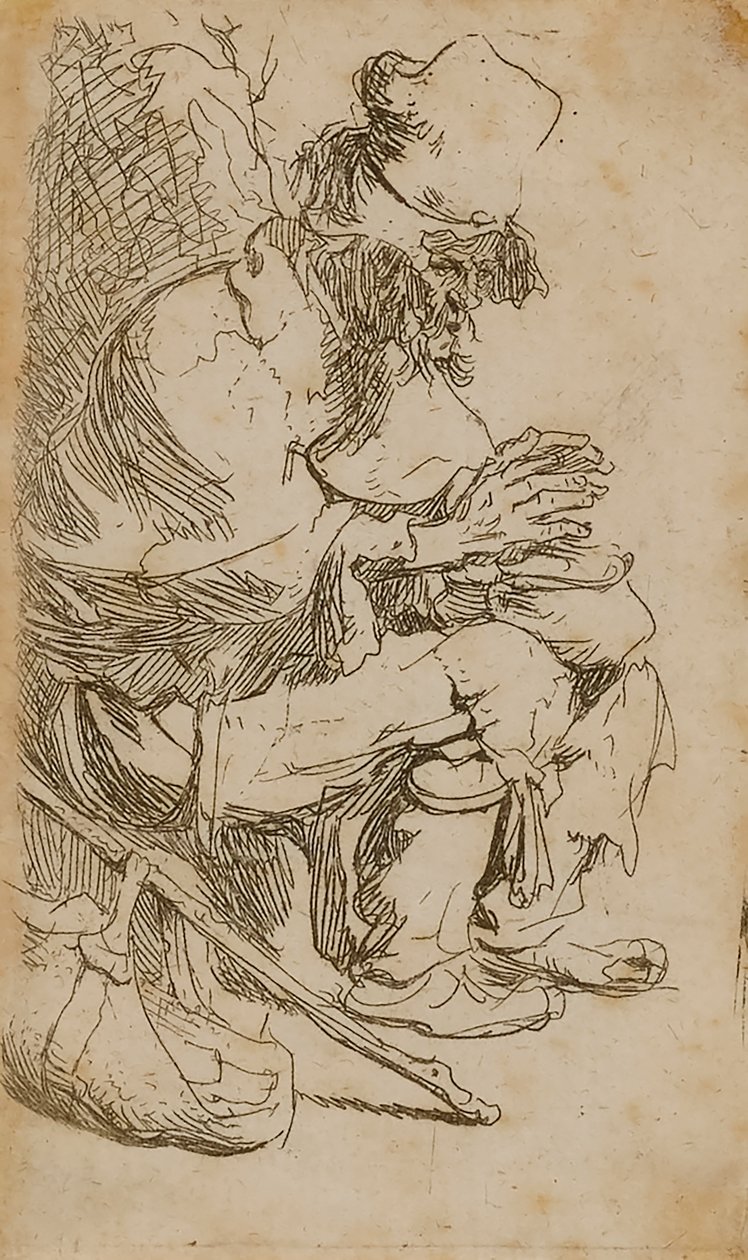 Mendiant se réchauffant les mains - Rembrandt van Rijn