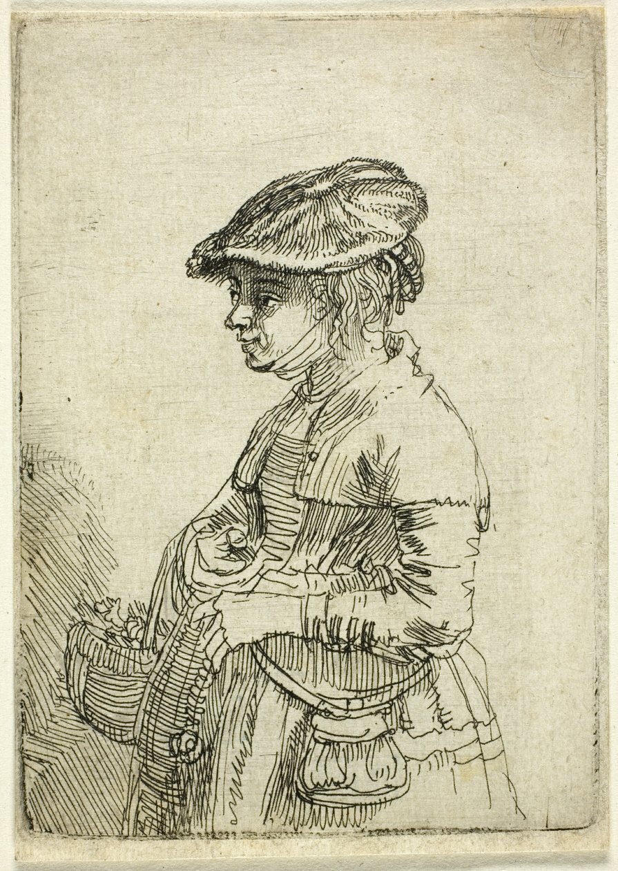 Fille avec un panier - Rembrandt van Rijn