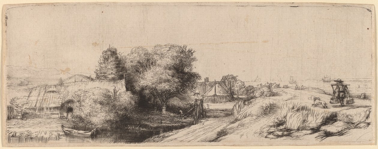 Paysage avec un laitier - Rembrandt van Rijn