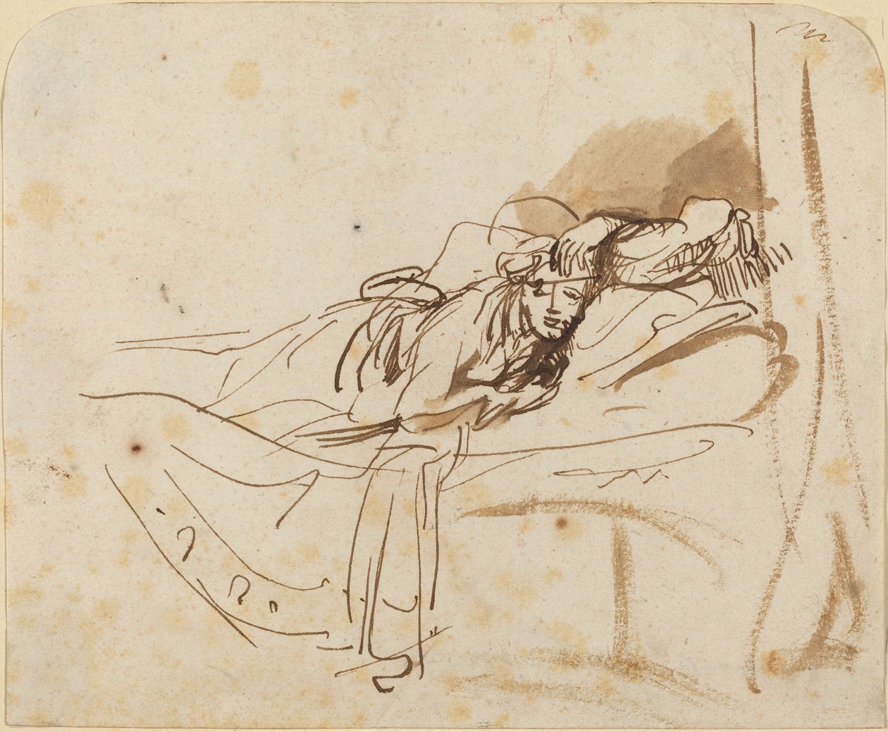 Saskia(?) allongée dans un lit - Rembrandt van Rijn