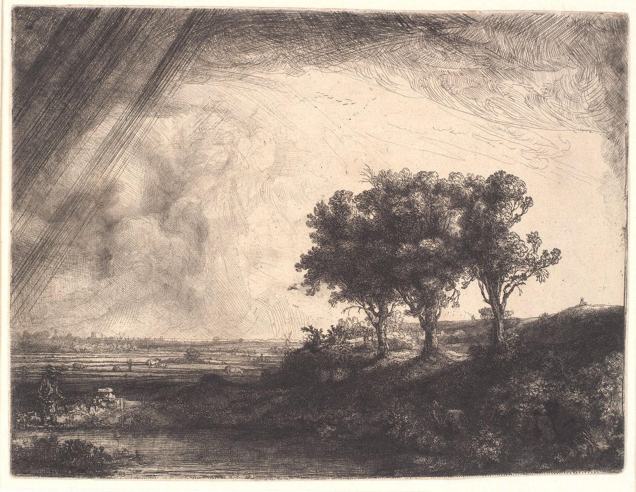 Les trois arbres - Rembrandt van Rijn