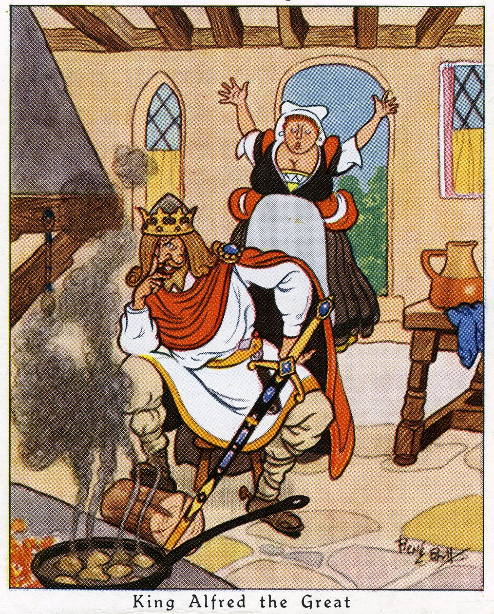 Le roi Alfred brûlant les gâteaux, 1936 - René Bull