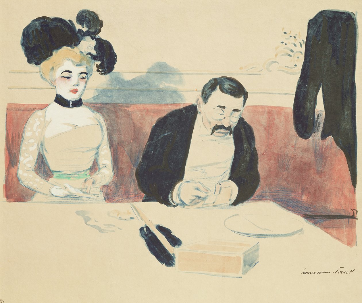 Couple dans un restaurant - Rene George Hermann Paul