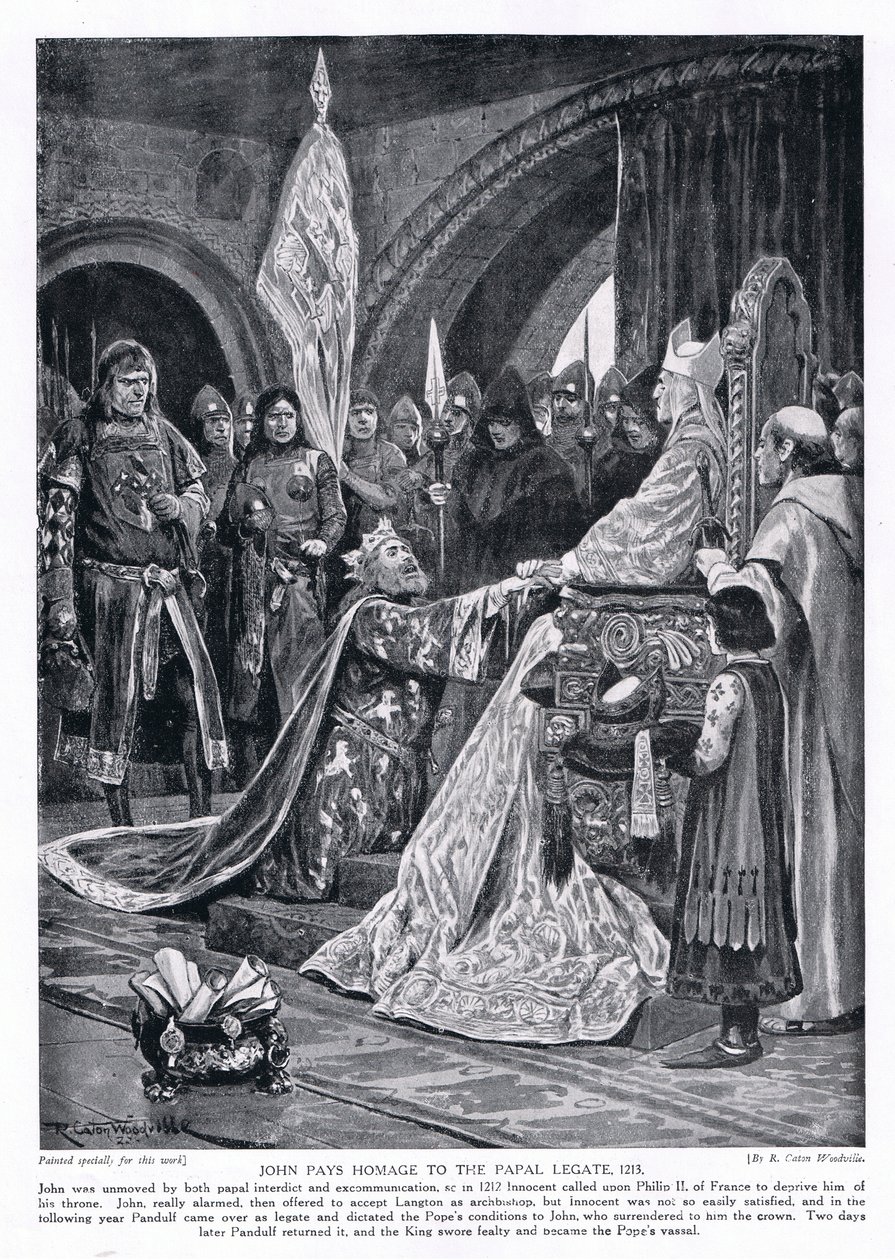 Jean rend hommage au légat papal AD1213, années 1920 - Richard Caton Woodville junior