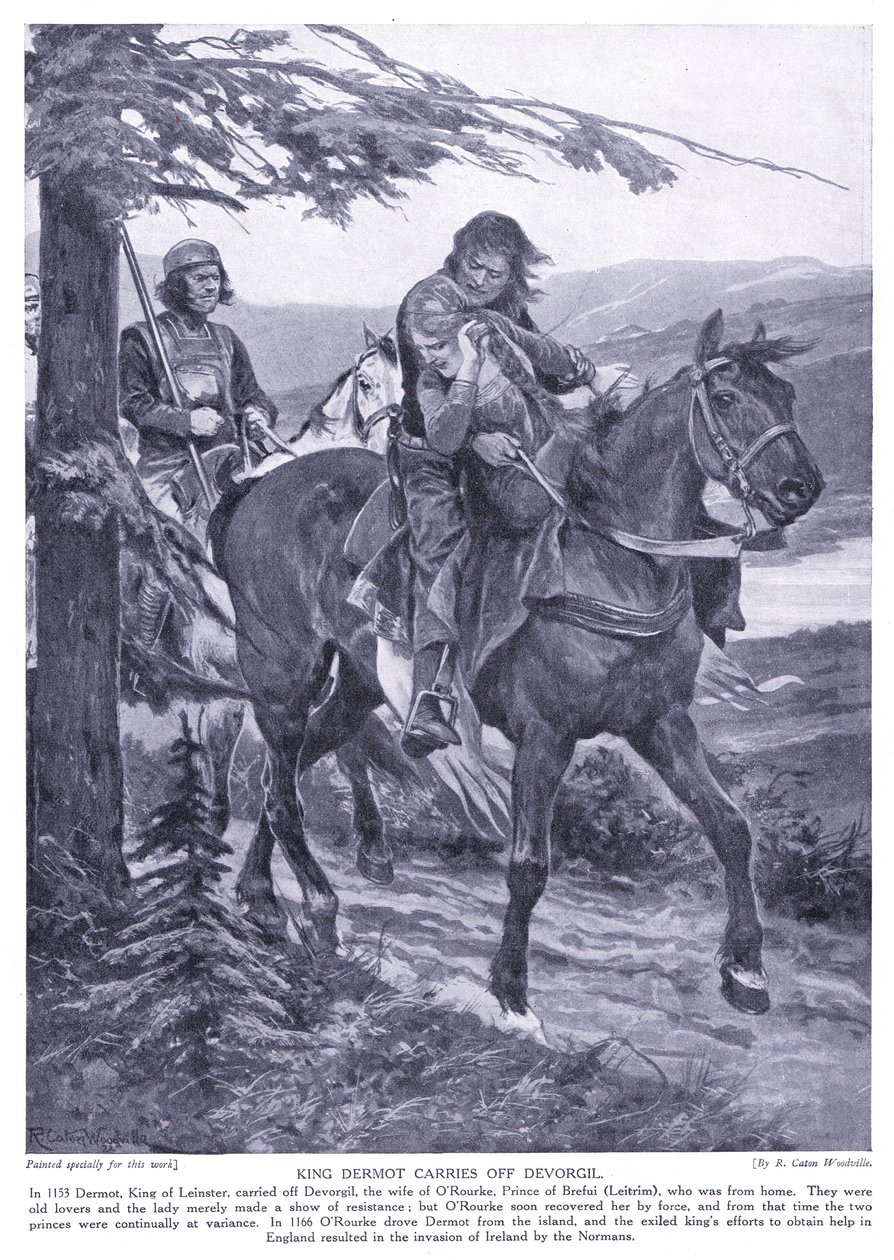 Le roi Dermot enlève Devorgil, années 1920 - Richard Caton Woodville junior