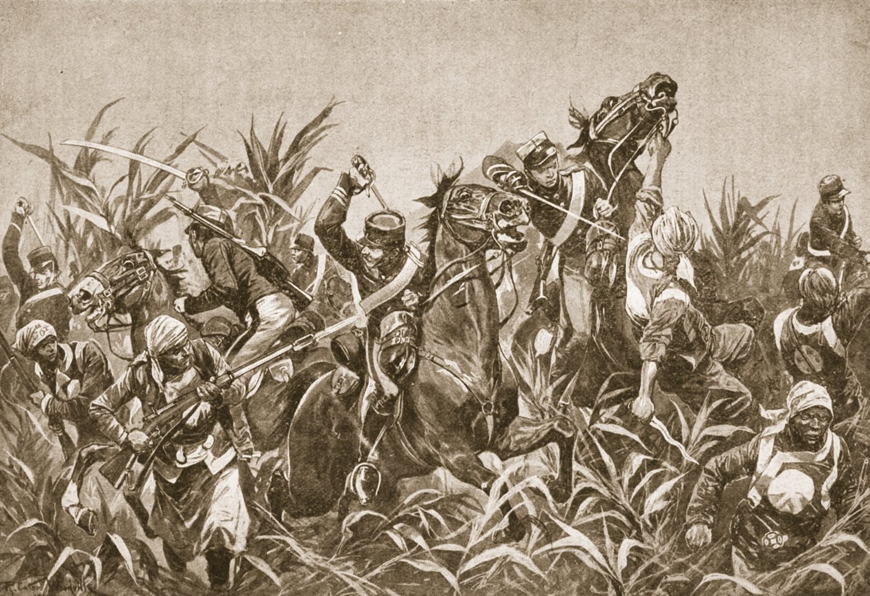 Les combats autour de Tientsin : Charge de la cavalerie japonaise, illustration de 