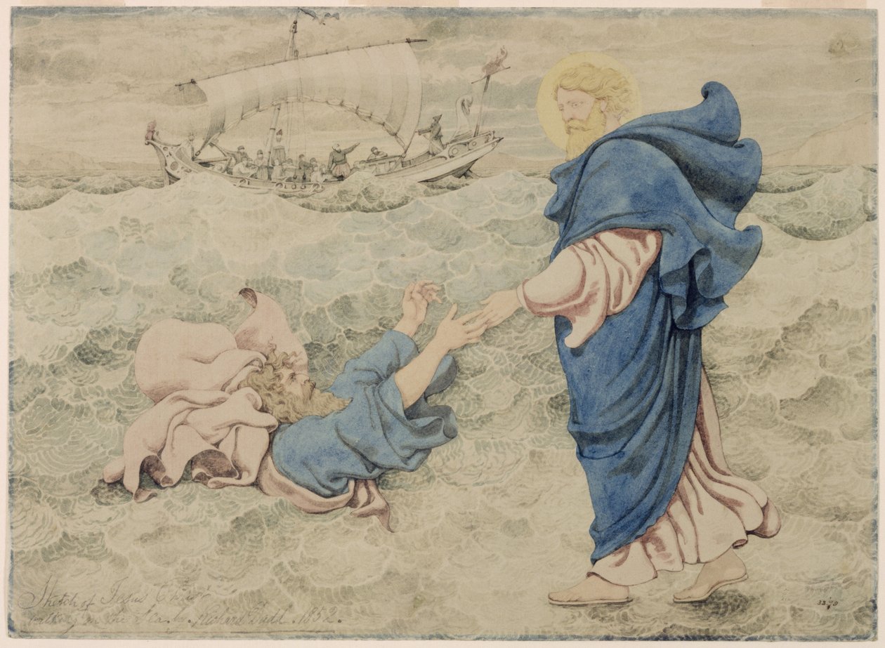 Croquis du Christ marchant sur l