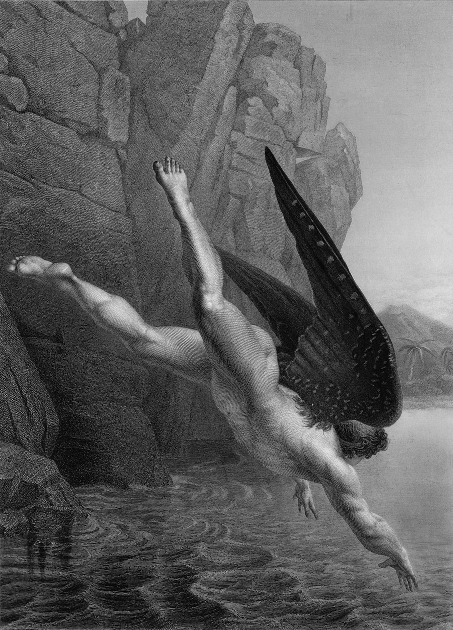 Satan plonge dans le fleuve Styx, d