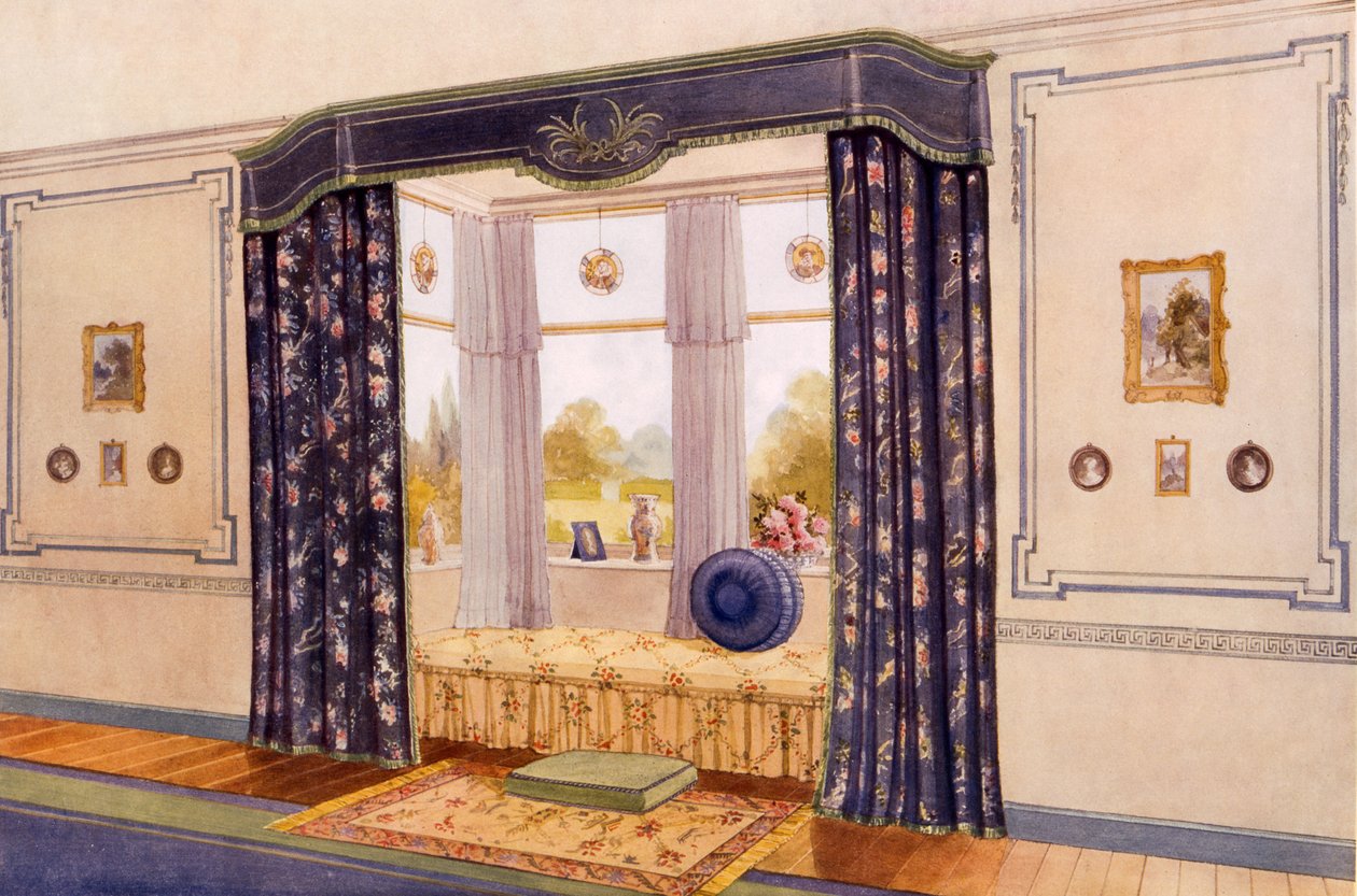 Siège de fenêtre entouré de draperies luxueuses, début du XXe siècle - Richard Goulburn Lovell