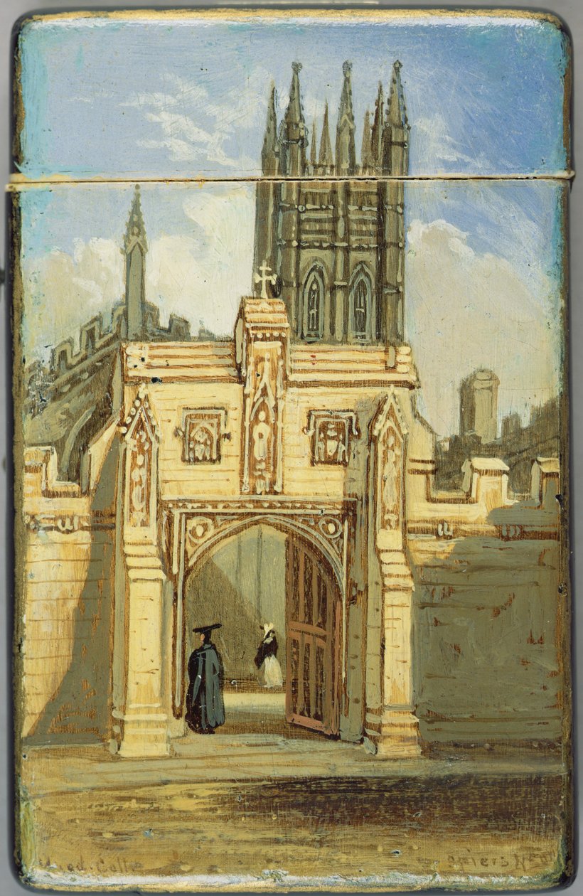 Étui à cartes victorien, avec une scène du Magdalen College, Oxford - Richard Phene and Benjamin W. Spiers