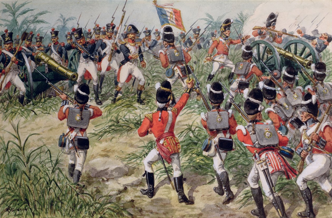 La charge du 7e régiment de fusiliers royaux, Martinique, 1er février 1809 - Richard Simkin