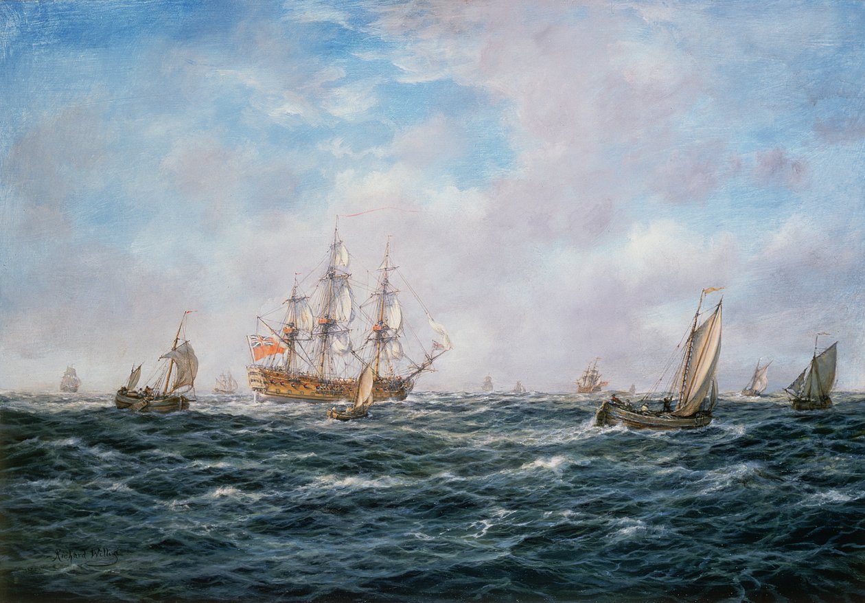 Navire de guerre britannique et autres embarcations - Richard Willis