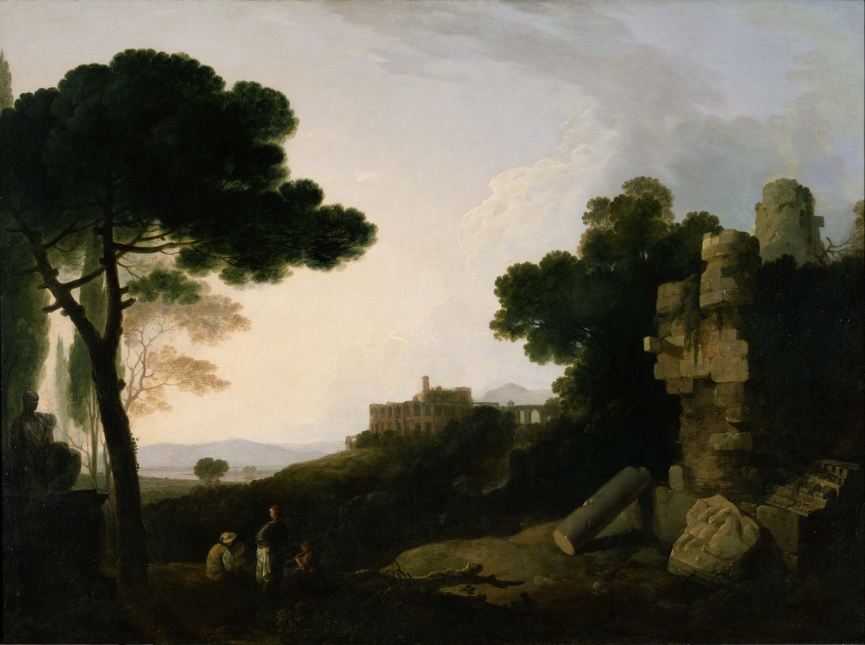 Caprice paysager avec tombeau des Horaces et Curiaces, et la villa de Mécène à Tivoli - Richard Wilson