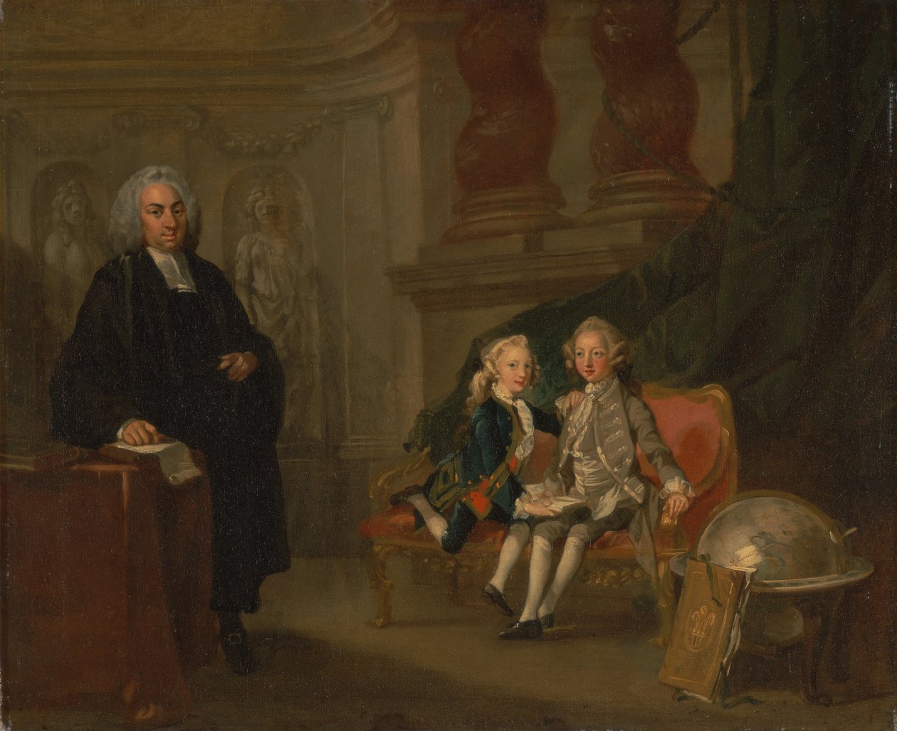 Prince George et Prince Edward Augustus, fils de Frederick, Prince de Galles, avec leur tuteur Dr. F... - Richard Wilson