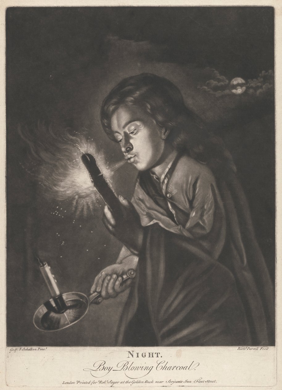 Nuit - Garçon soufflant sur du charbon - Richard Purcell