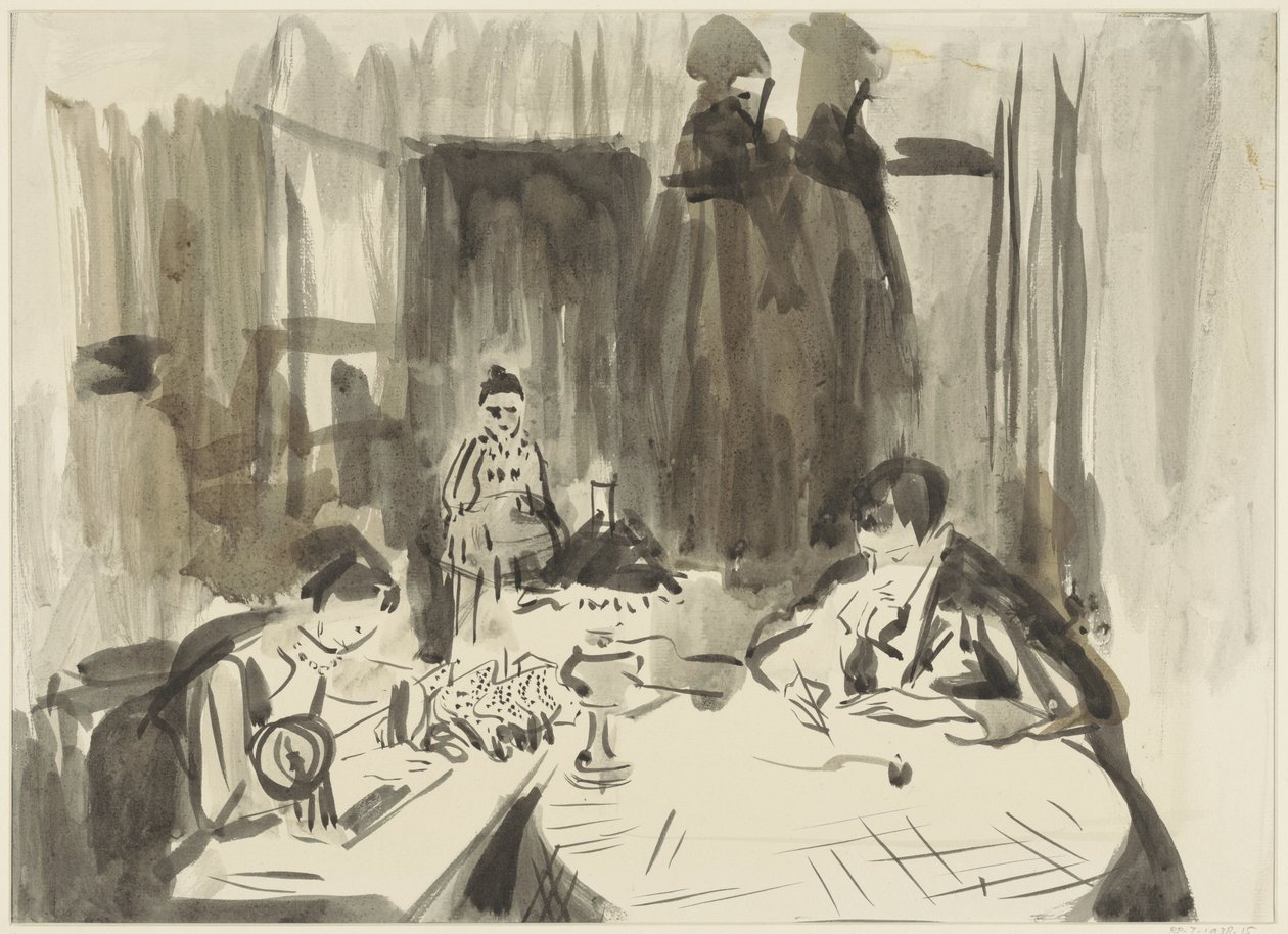 Intérieur avec trois figures à la lumière d