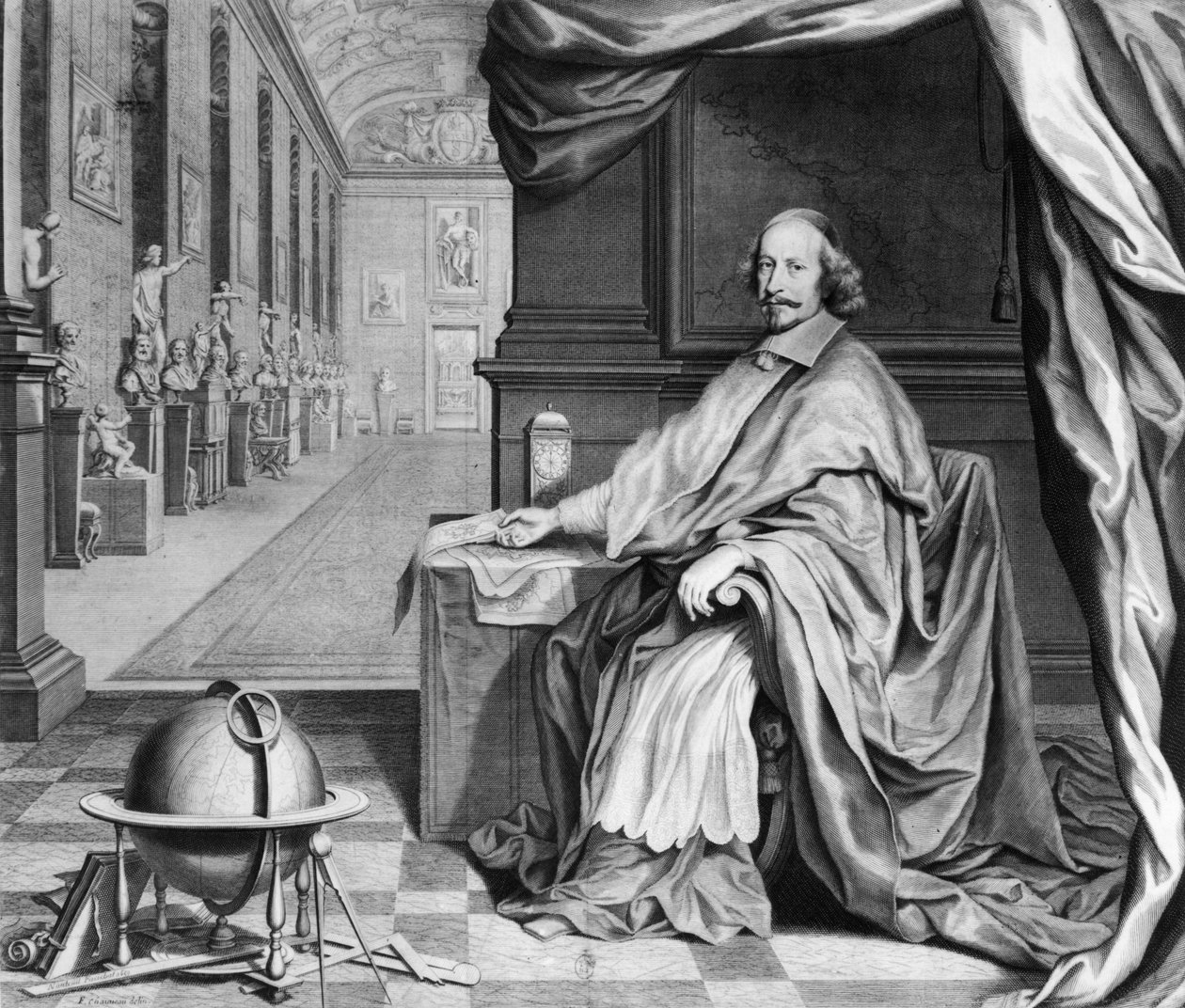 Portrait du Cardinal Mazarin (1602-61) dans son palais, vers 1658-60 - Robert Nanteuil