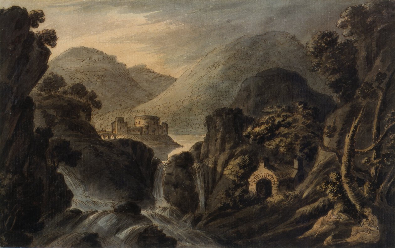 Paysage classique avec cascade - Robert Adam