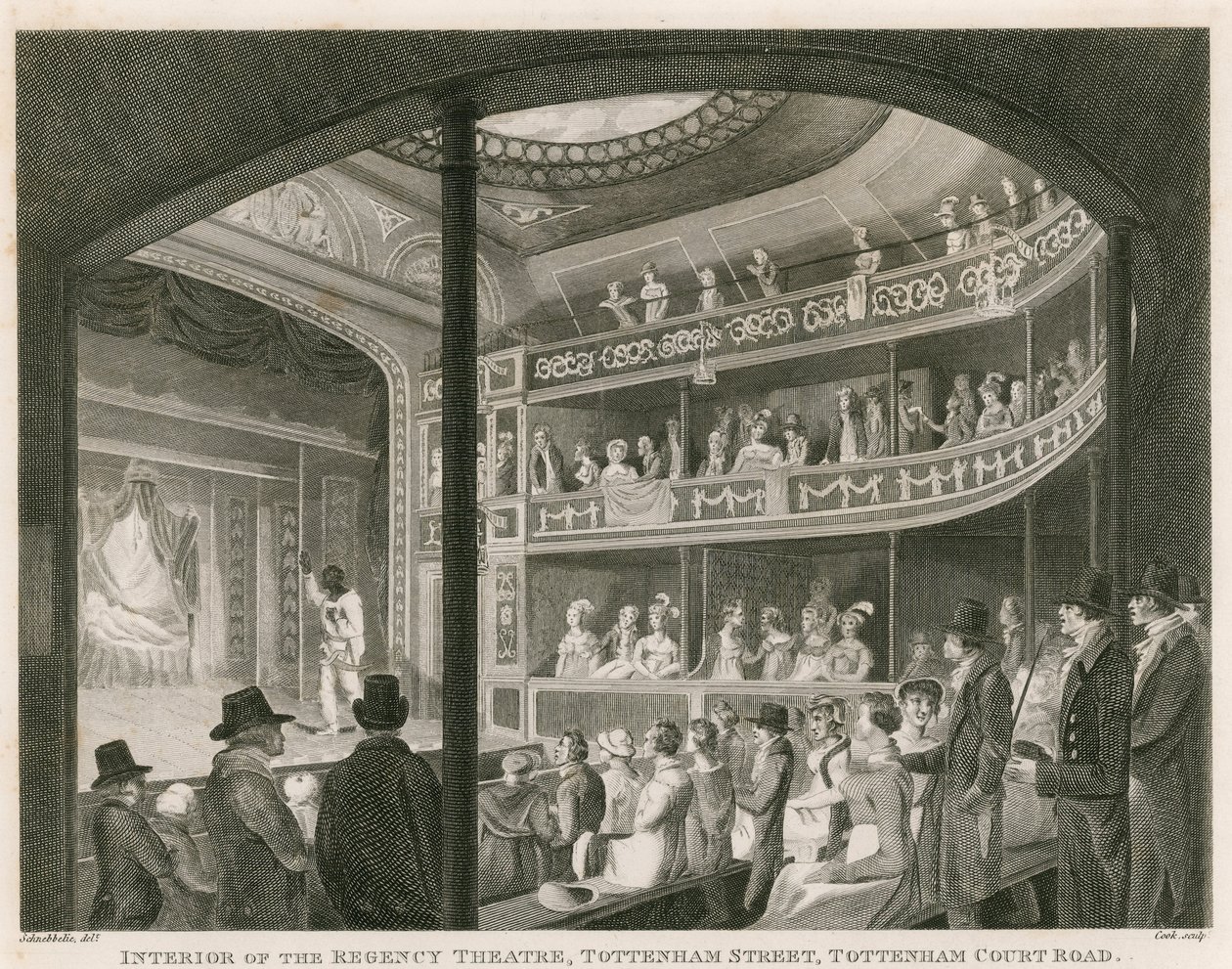 Intérieur du Théâtre de la Régence, Tottenham Street, Tottenham Court Road, Londres - Robert Blemell Schnebbelie