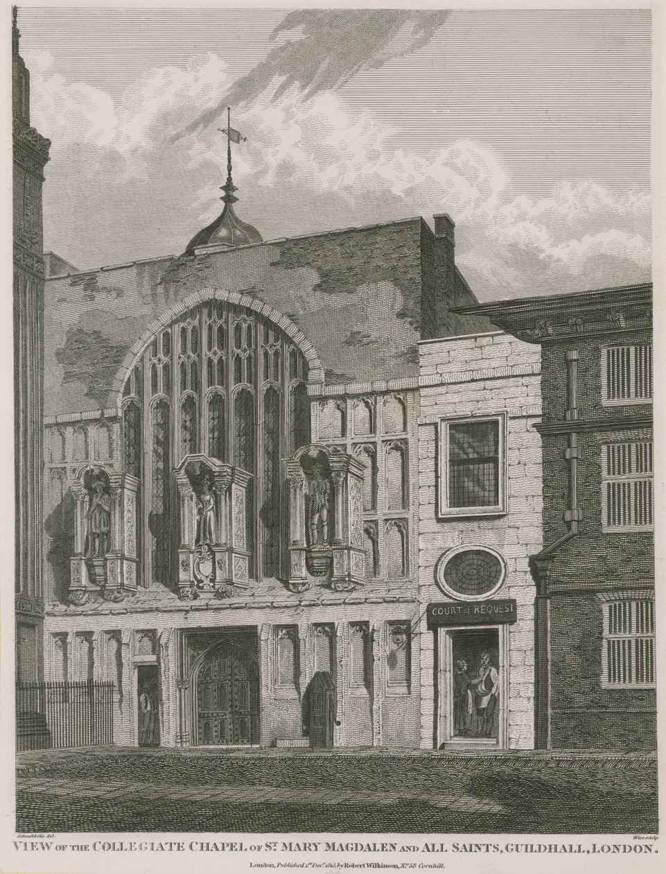 Vue de la chapelle collégiale de Sainte Marie-Madeleine et de Tous les Saints, Guildhall, Londres - Robert Blemell Schnebbelie