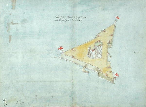 Le Château Perrott sur le rocher appelé le Stacke, vers 1597-1601 - Robert Devereux