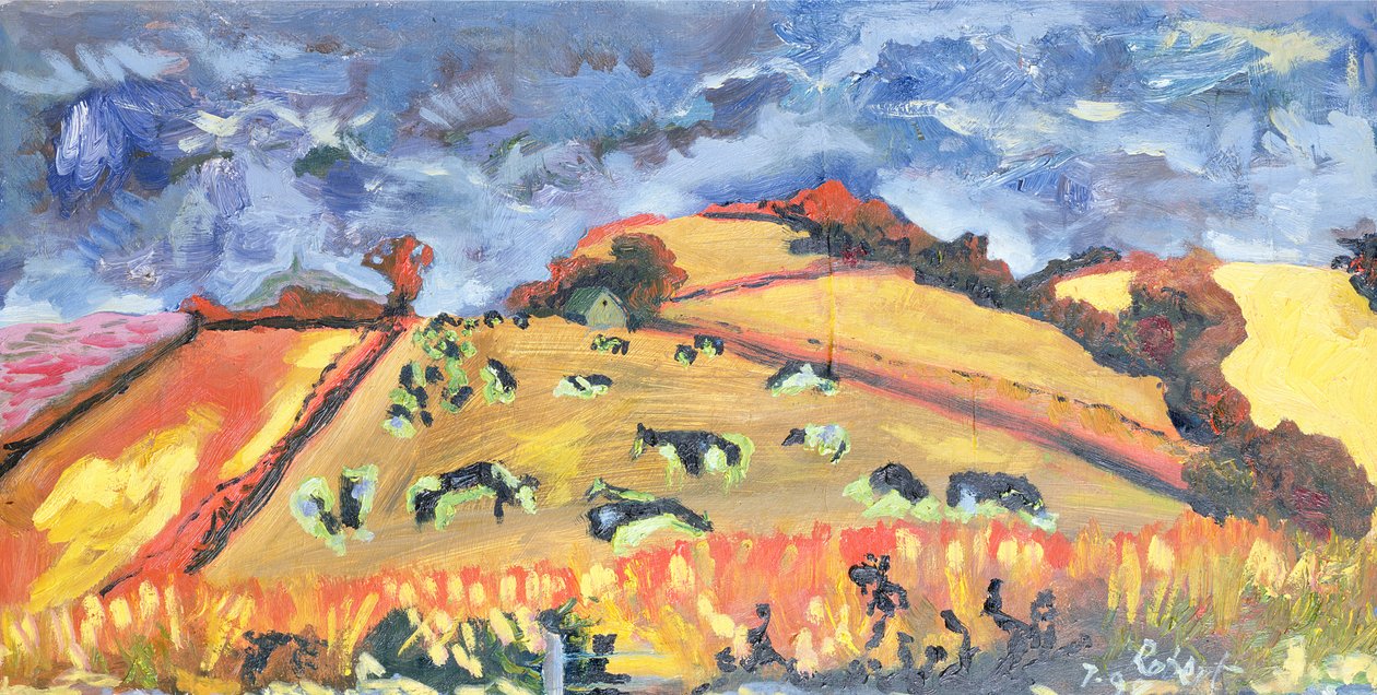Soleil, champs, vaches : Somerset, 1998 - Robert Hobhouse