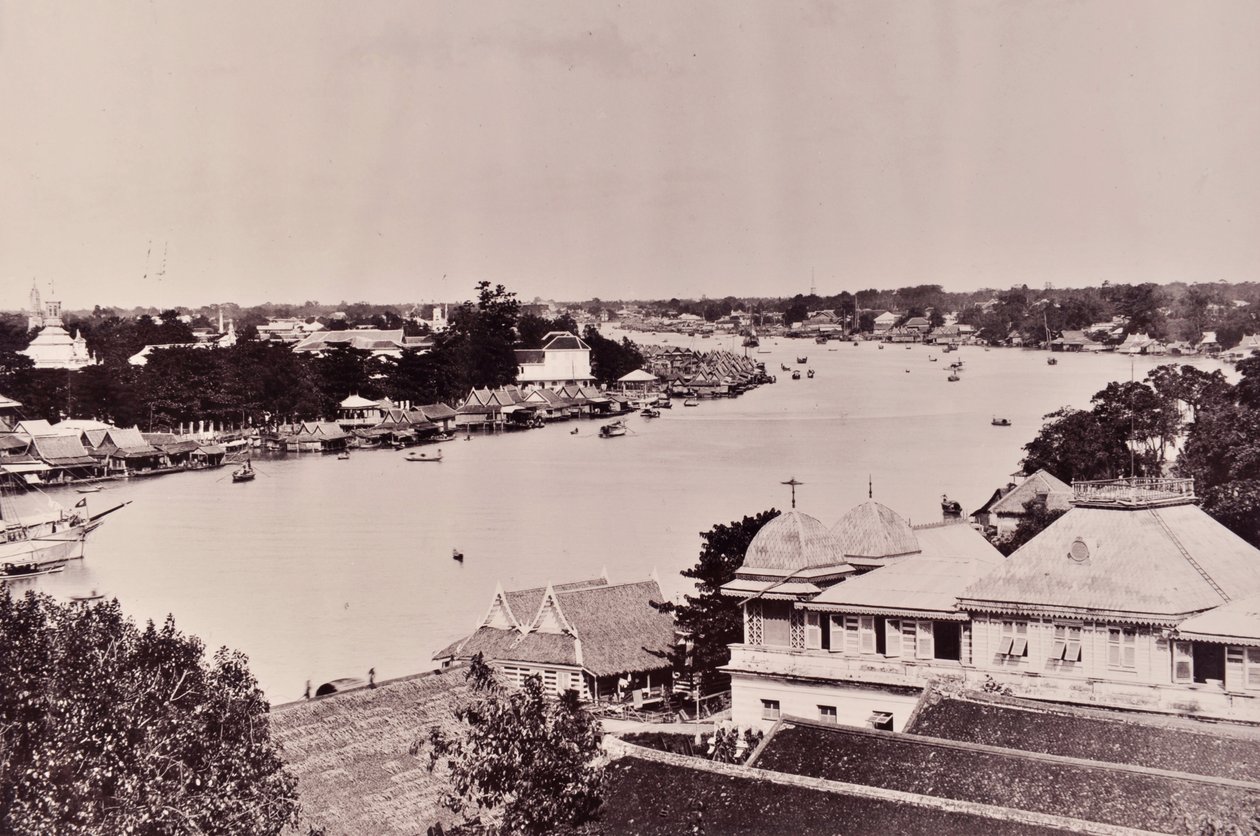 Vue du fleuve Chao Phraya à Bangkok, c.1890s - Robert Lenz