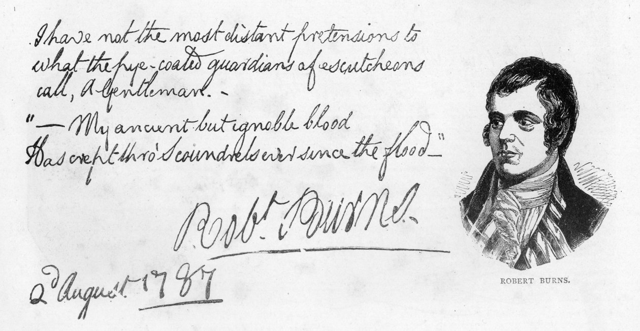Écriture et signature de Robert Burns, 1787 - Robert Burns