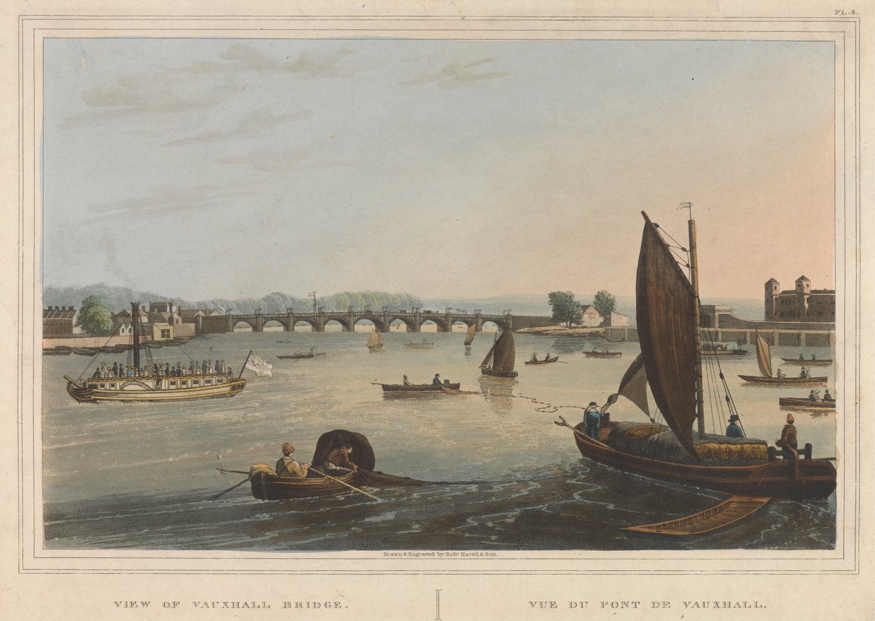 Vue du pont de Vauxhall - Robert Havell