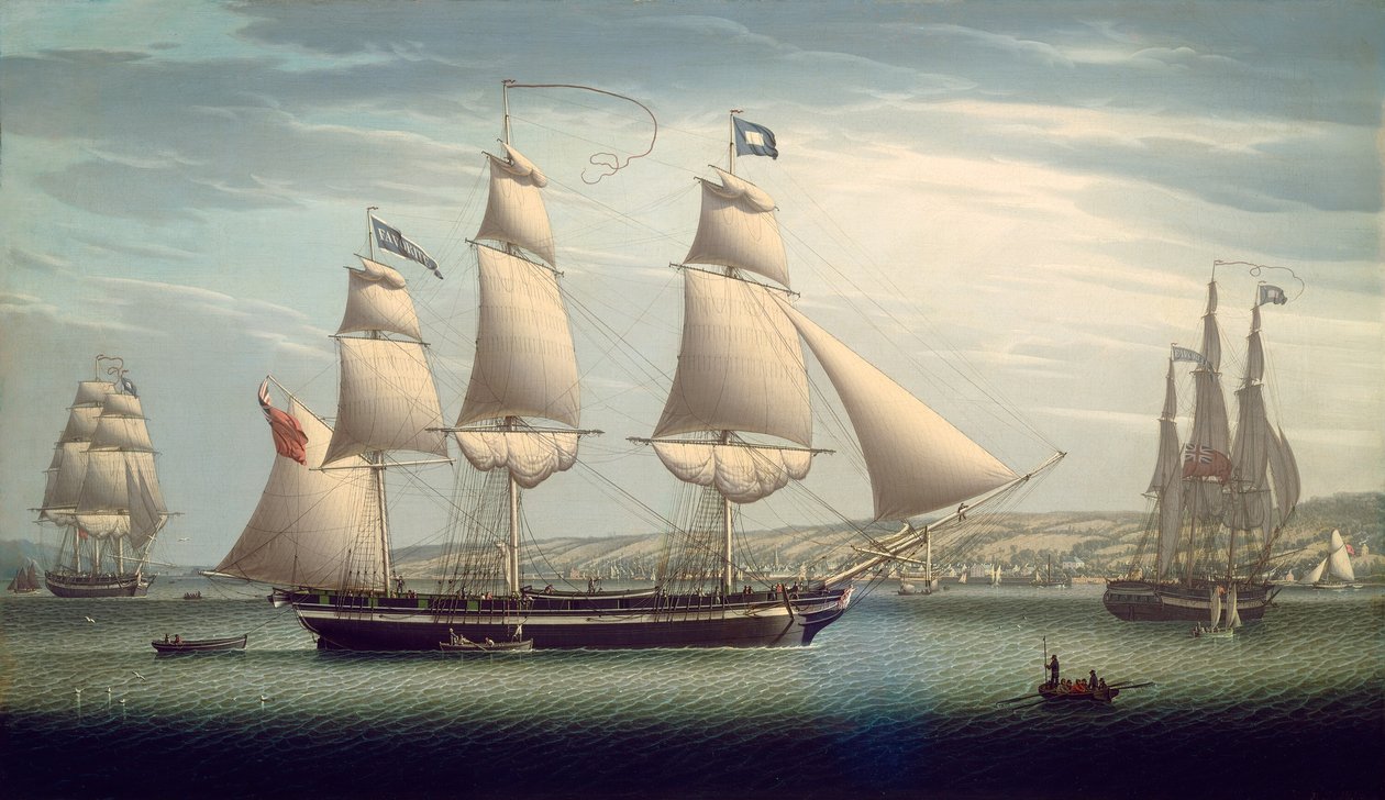 Le navire "Favorite" manœuvrant au large de Greenock - Robert Salmon