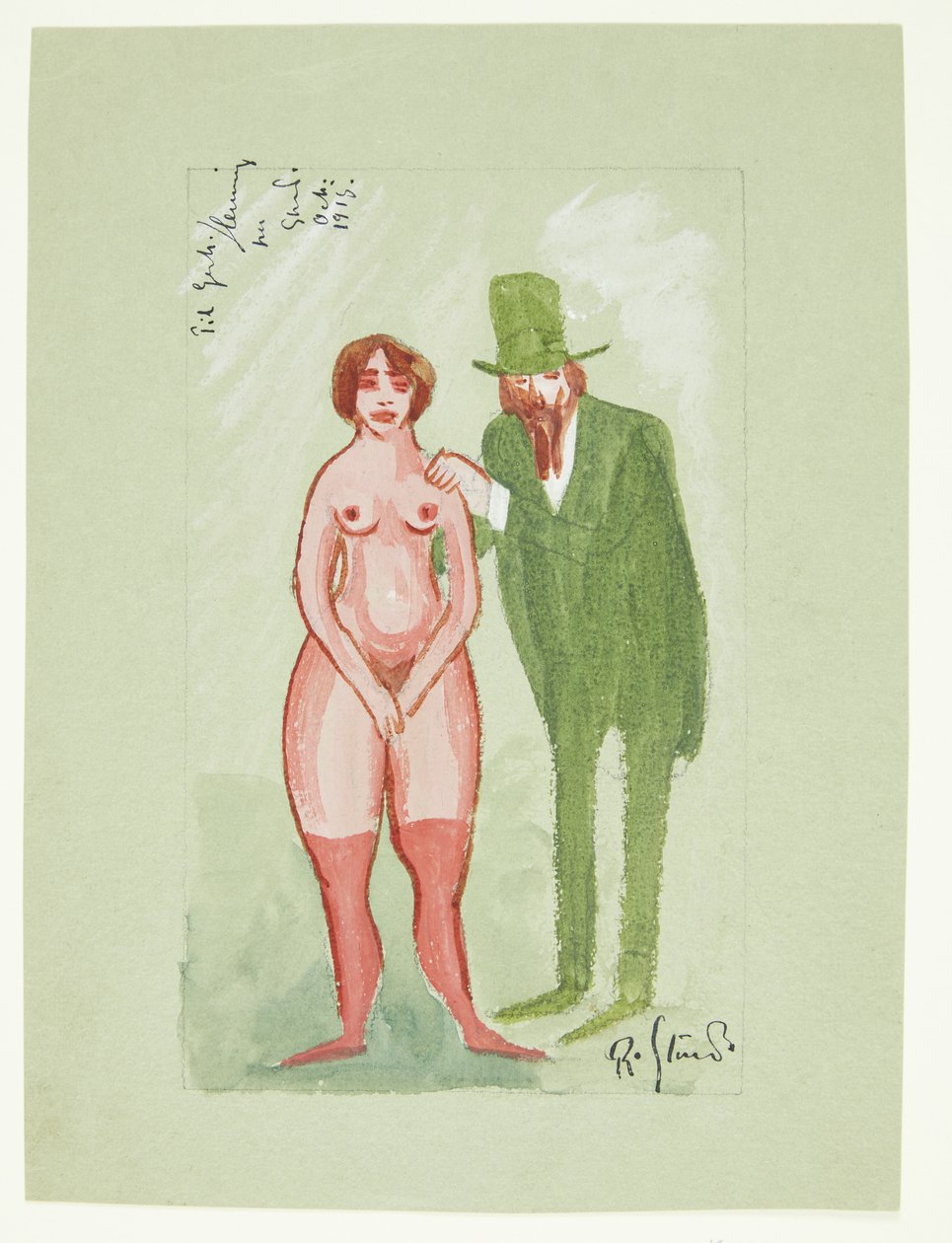 Dame rose et homme vert - Robert Storm Petersen