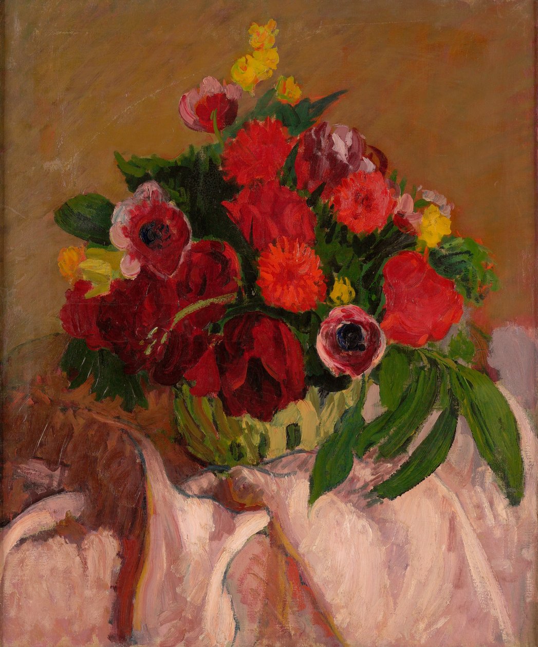 Fleurs mélangées sur un tissu rose - Roderic OConor