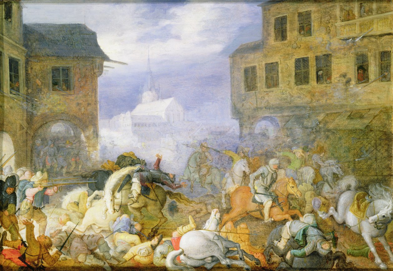 Bataille de rue à Malostranske Namesti (Kleinseite Platz) à Prague, 15 février 1611 - Roelandt Jacobsz. Savery