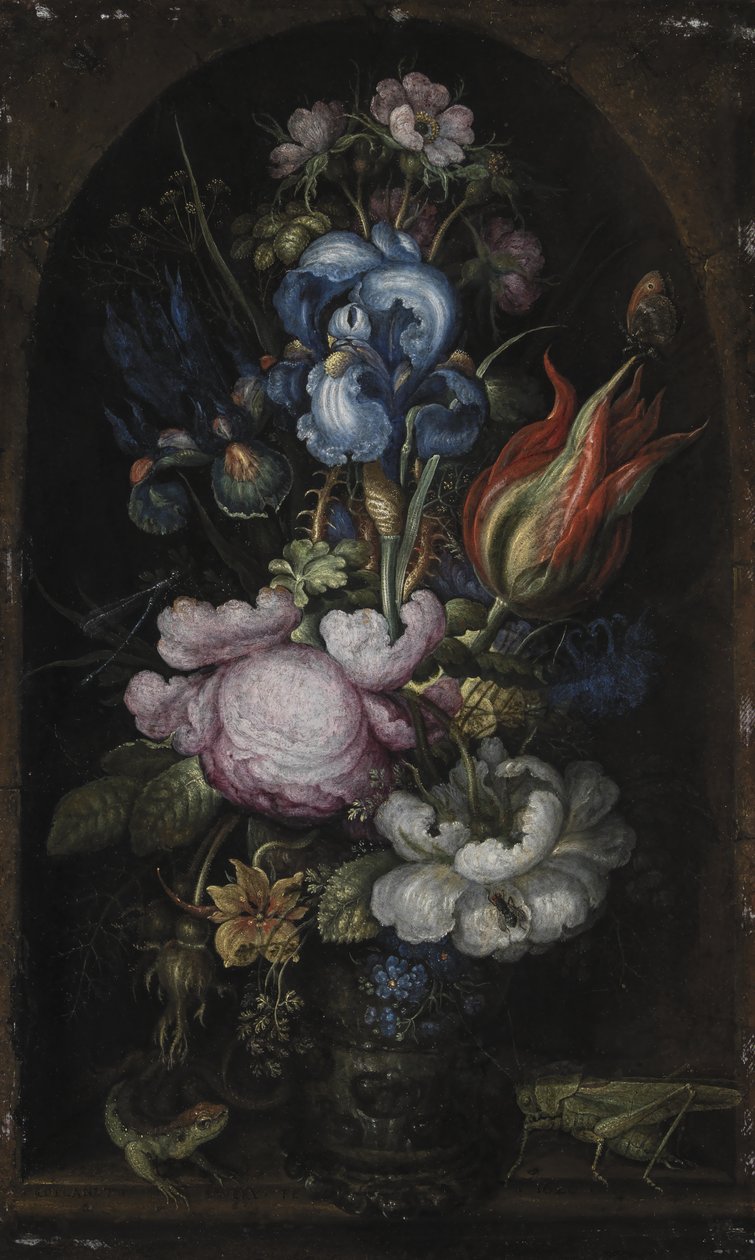 Bouquet de fleurs dans une niche en pierre - Roelant Savery