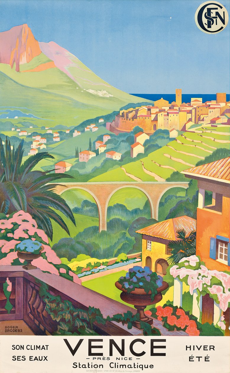 Affiche publicitaire de Vence - Roger Broders