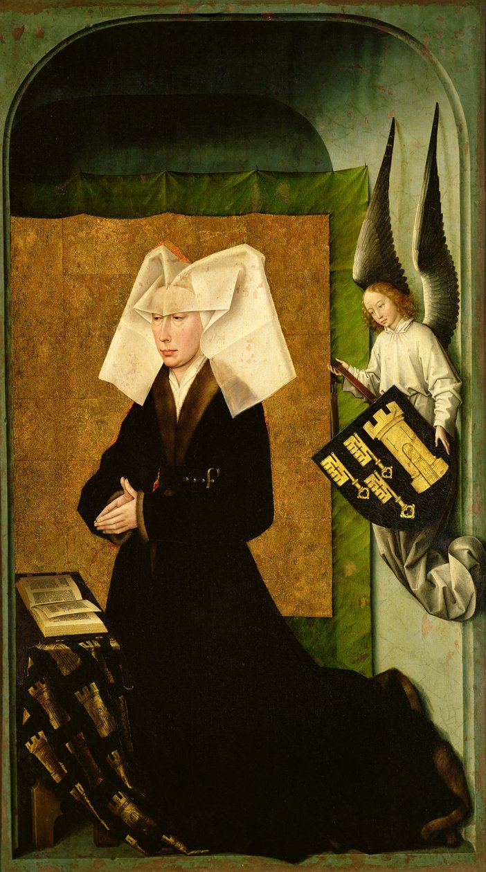 Guigone de Salins, épouse du donateur, chancelier Nicolas Rolin, en prière, du revers du polyptyque du Jugement dernier, vers 1445-50 - Rogier van der Weyden