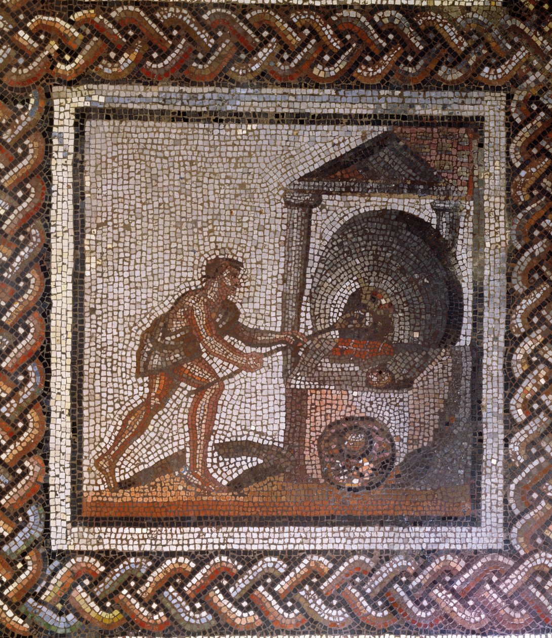 Boulanger et four à pain, originaires de Saint-Romain-en-Gal, Rhône-Alpes, France, 3ème siècle après J.-C. (mosaïque) - Roman