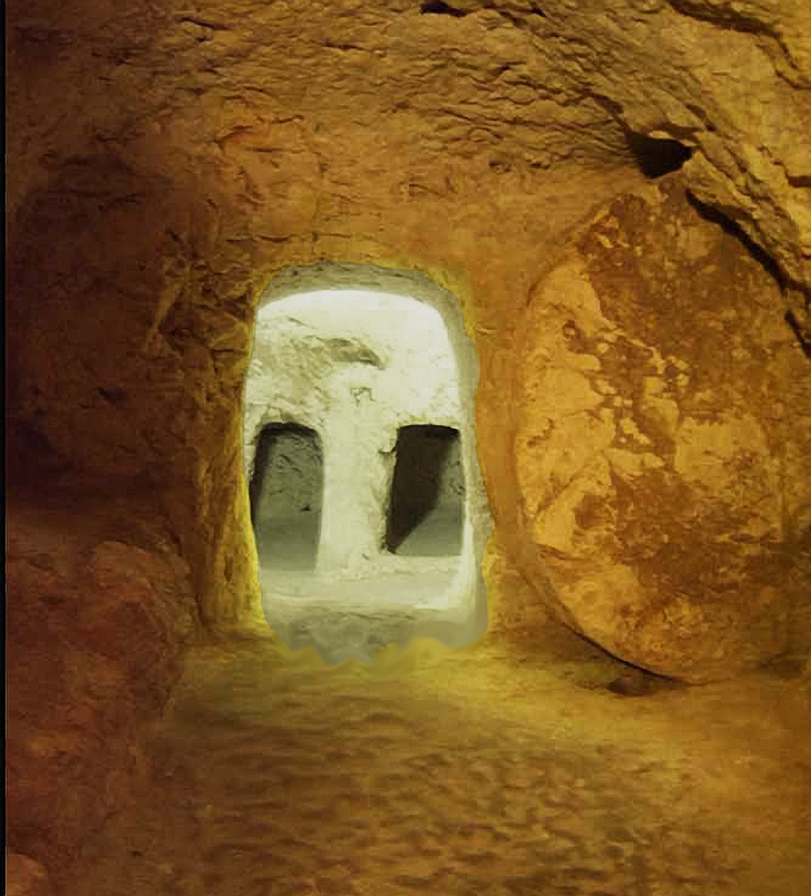 Tombes romaines anciennes avec pierre roulante, sous le couvent des Sœurs de Sion, Nazareth, Israël - Roman