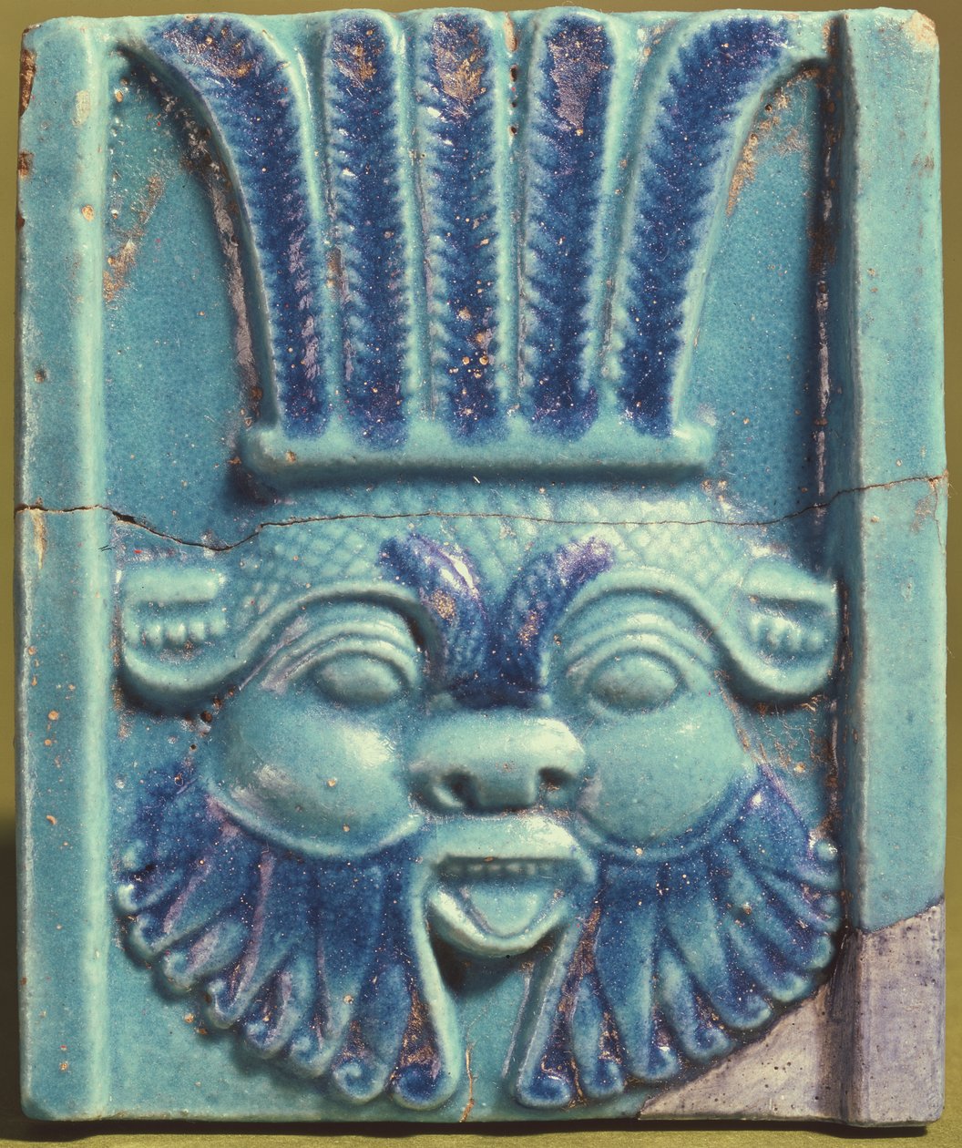 Plaque représentant la tête de Bes, vers 30 av. J.-C. - Roman