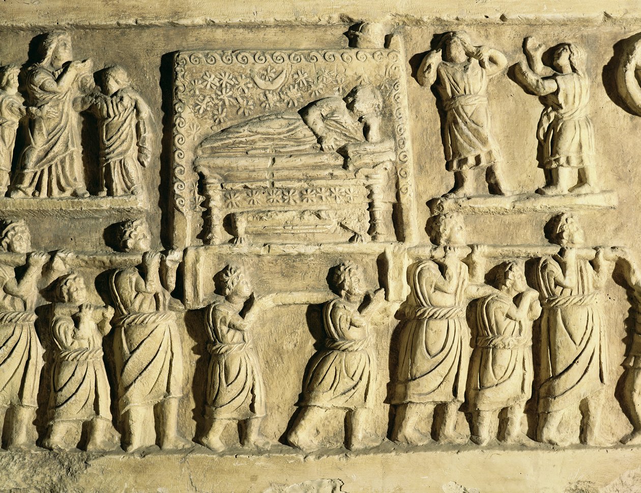 Relief représentant une scène funéraire - Roman