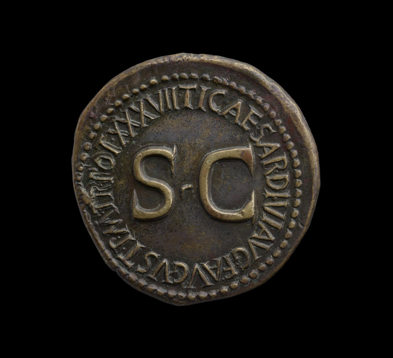 Pièce de monnaie impériale romaine de Rome, 35-36 après J.-C. - Roman