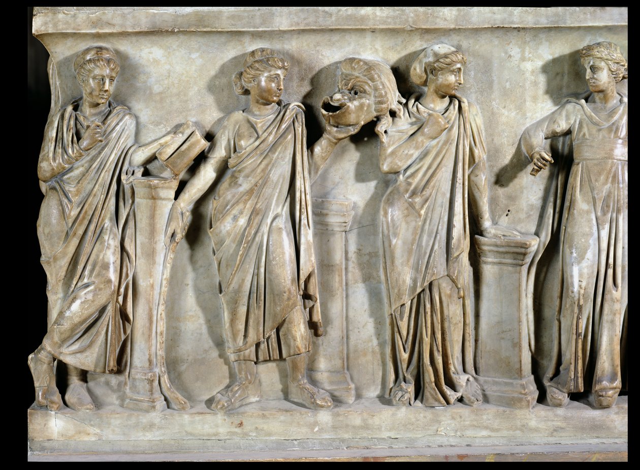 Sarcophage des Muses, détail de Clio, Thalie et Érato, c.160 - Roman
