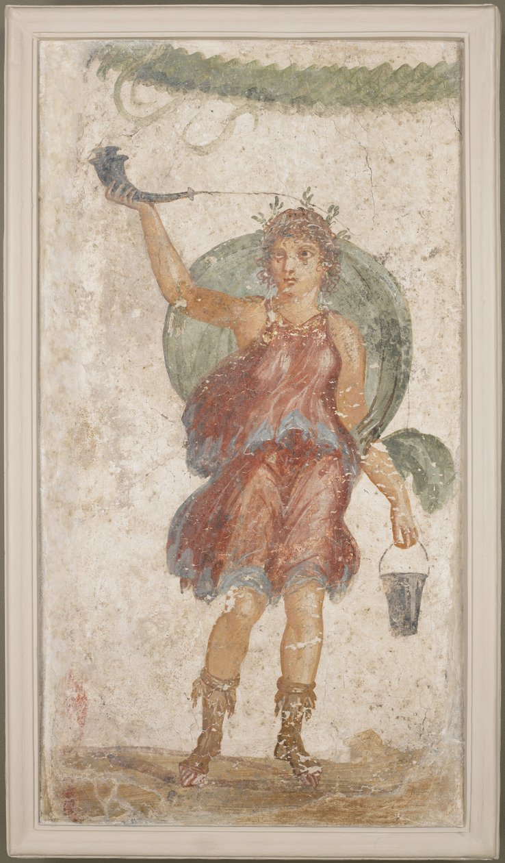 Divinité Debout tenant une Corne et un Seau, de Pompéi - Roman