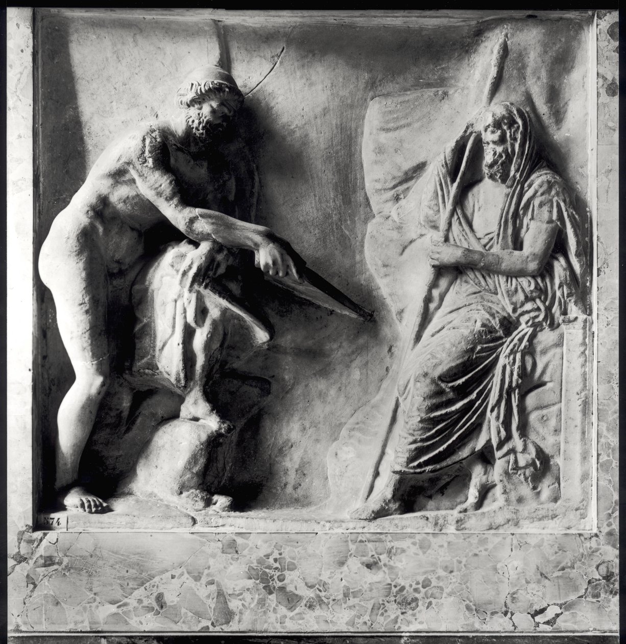 Ulysse consultant Teiresias, 1er ou 2e siècle après J.-C. (marbre) - Roman