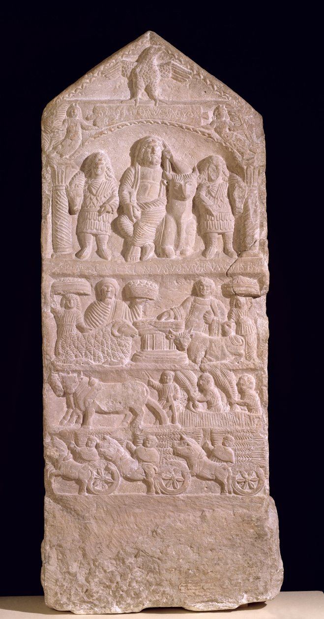 Stèle votive dédiée à Saturne, la stèle de Boglio, 3e-4e siècle - Roman