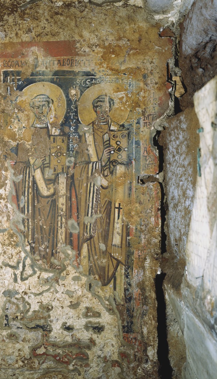 Peinture murale de la Crypte des Papes, Catacombes de San Callisto, Rome - Roman