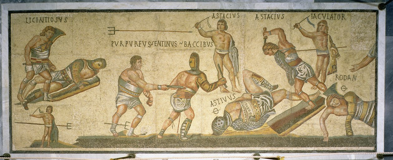 Combat de gladiateurs, 320 après J.-C. (mosaïque) - Roman