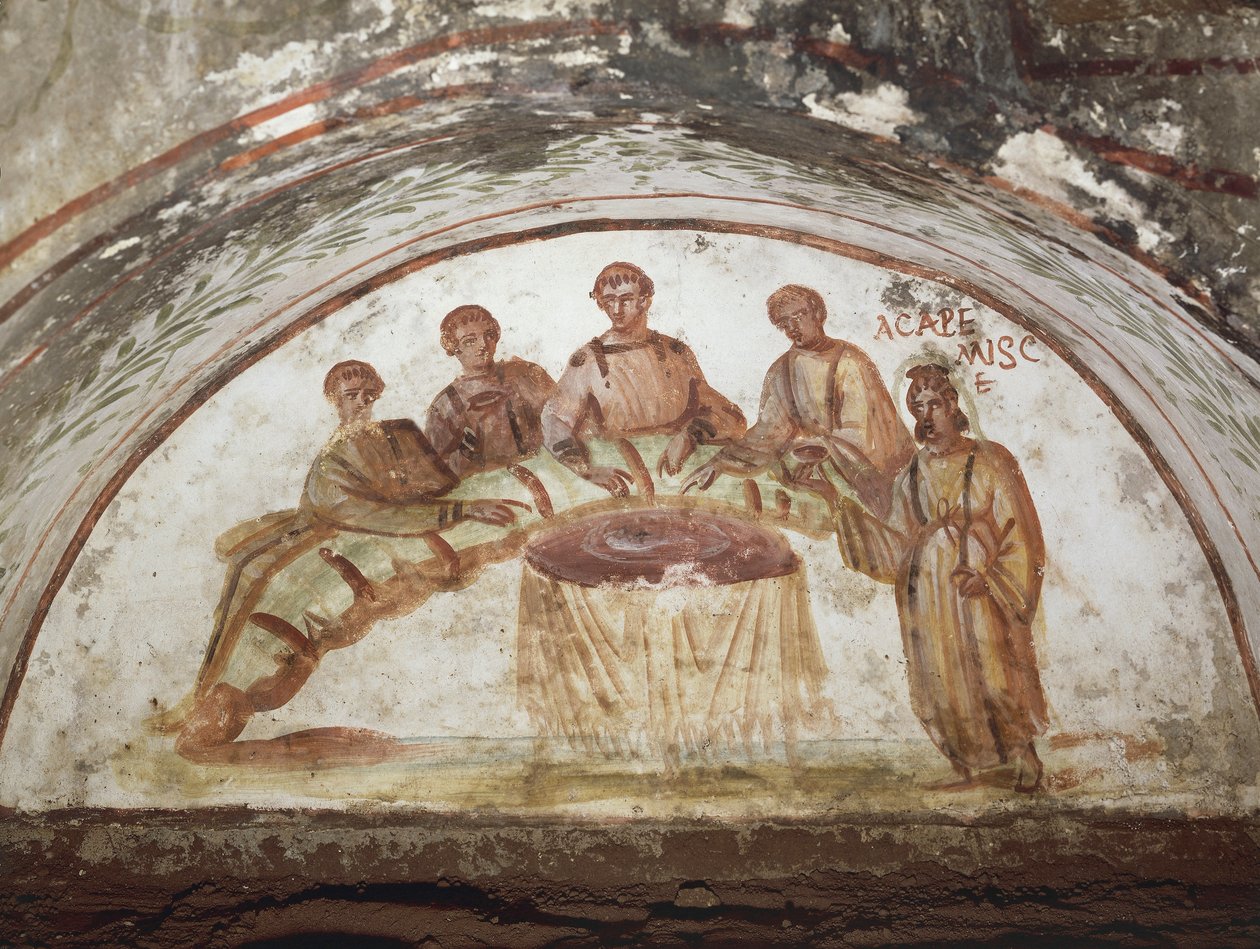 Fresque représentant une scène de banquet - Roman
